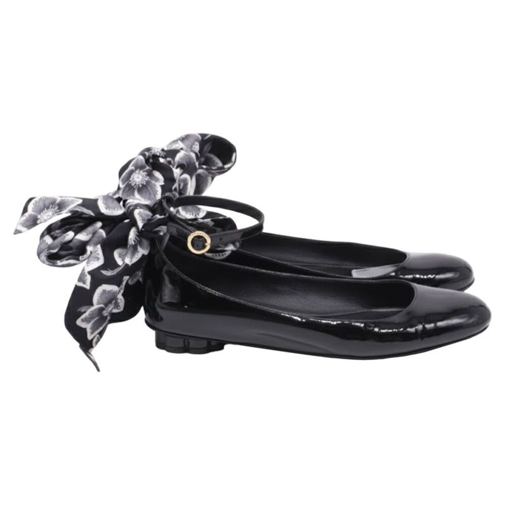Salvatore Ferragamo Cefalu Flats in Black Patent Leather